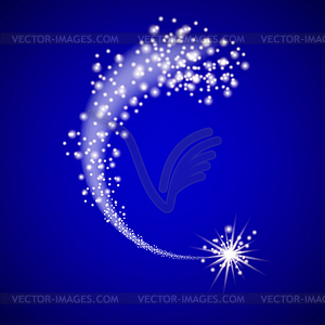 Stardust Trail on Blue Background - vector image