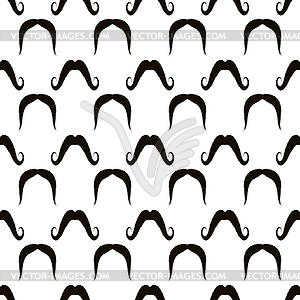 Black Hairy Mustache Silhouettes Seamless Pattern - vector clipart