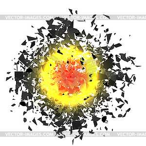 Explosion Cloud of Grey Pieces - vector image