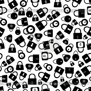 Set of Locks Silhouettes Seamless Pattern - vector EPS clipart