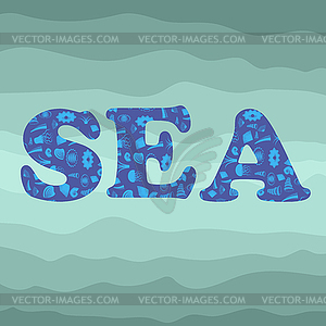 Shell Силуэт Декоративные Буквы море - иллюстрация в векторе