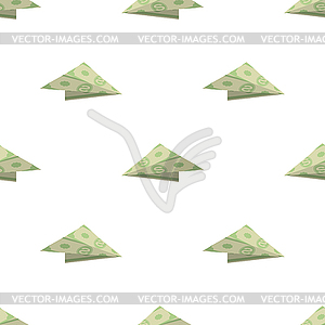 Dollar Paper Concept Plane Seamless Pattern - stock vector clipart