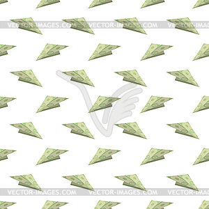 Dollar Paper Concept Plane Seamless Pattern - vector clip art