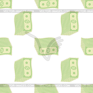 Set of Paper Dollars Seamless Pattern - vector clipart