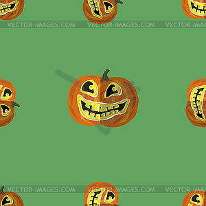 Halloween Smiling Pumpkin Seamless Pattern - vector clipart