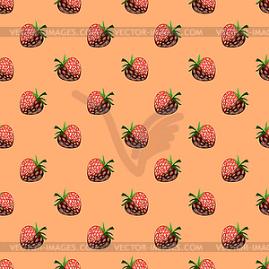 Fresh Strawberry Fruit Seamless Pattern - vector clip art