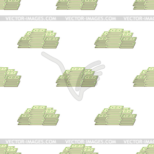 Set of Paper Dollars Seamless Pattern - vector image