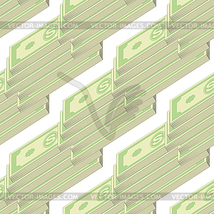 Set of Paper Dollars Seamless Pattern - vector image