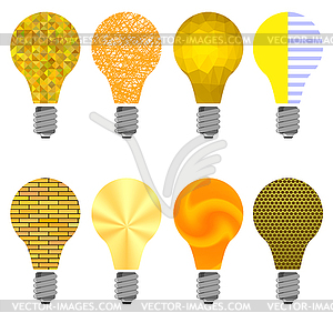 Set of Different Creative Glass Bulbes - vector image