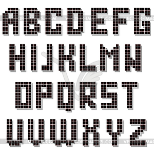 Pixel Alphabet . Digital Font - vector image