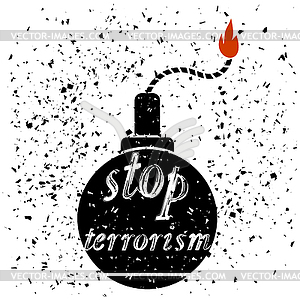 Bomb Icon. Stop Terrorism Banner - vector clip art