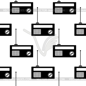 Ретро Старый Radio Icon Бесшовные шаблон - векторный дизайн