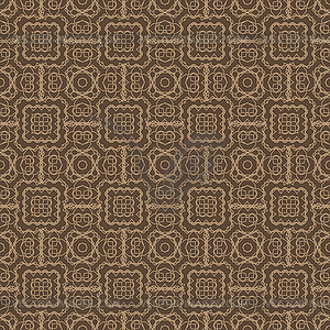 Brown Ornamental Seamless Line Pattern - vector image