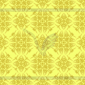 Yellow Ornamental Seamless Line Pattern - vector clip art