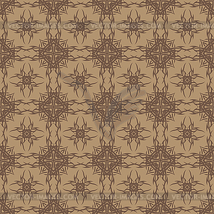 Brown Ornamental Seamless Line Pattern - vector image