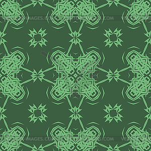 Green Ornamental Seamless Line Pattern - vector image