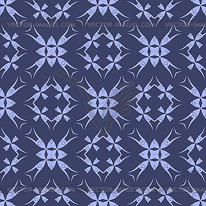 Blue Ornamental Seamless Line Pattern - vector clip art