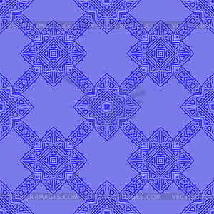 Blue Ornamental Seamless Line Pattern - vector clip art