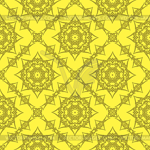 Yellow Ornamental Seamless Line Pattern - vector image