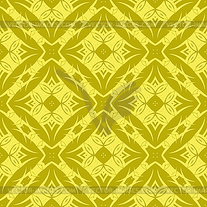 Yellow Ornamental Seamless Line Pattern - vector image