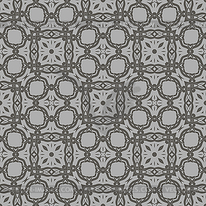 Grey Ornamental Seamless Line Pattern - white & black vector clipart