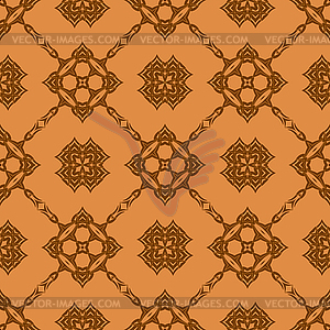 Orange Ornamental Seamless Line Pattern - vector clip art