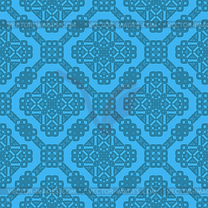 Blue Ornamental Seamless Line Pattern - vector clip art