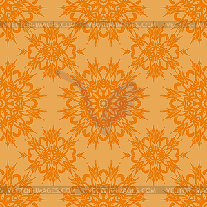 Orange Ornamental Seamless Line Pattern - vector image