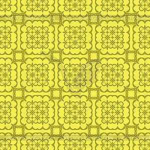 Yellow Ornamental Seamless Line Pattern - vector image