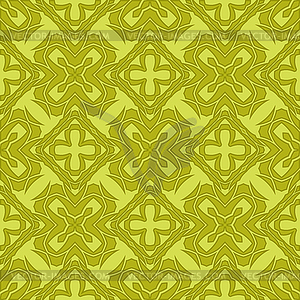 Yellow Ornamental Seamless Line Pattern - vector image