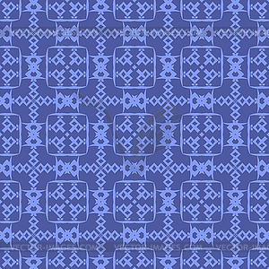 Blue Ornamental Seamless Line Pattern - vector clip art