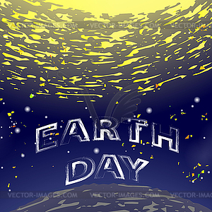 Earth Day Text on Starry Space Background - vector clipart