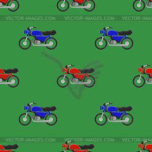 Red Blue Sport Bike Seamless Pattern - vector image