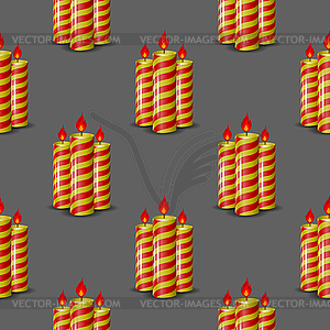 Red Yellow Wax Candles Seamless Pattern - vector clipart