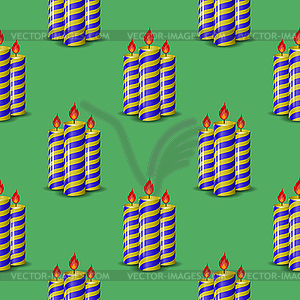 Blue Yellow Wax Candles Seamless Pattern - vector clipart / vector image