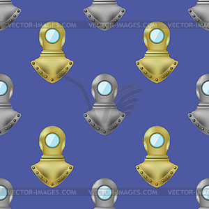 Diving Metal Helmet Seamless Pattern - vector clipart