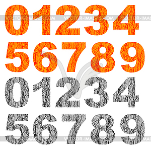 Set of Grunge Orange Grey Numbers - vector image