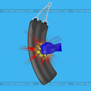 Boxing Glove and Black Sport Bag - vector image