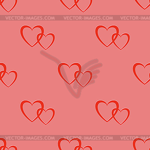 Бесшовные шаблон Два сердца - векторное изображение