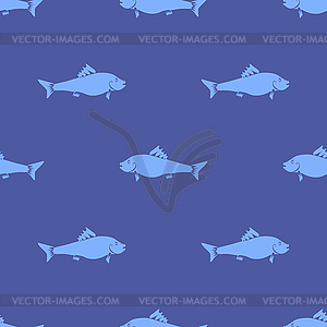 Fresh Fish Seamless Pattern - color vector clipart