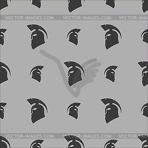 Greek Helmet Silhouette Seamless Pattern - vector image