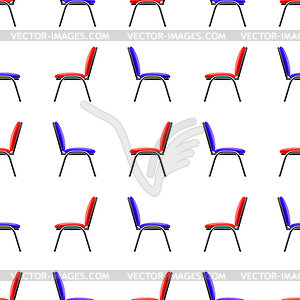 Blue and Red Office Chairs Seamless Pattern - vector clip art