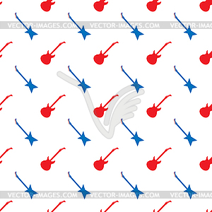 Red Blue Guitar Silhouettes Seamless Pattern - vector EPS clipart