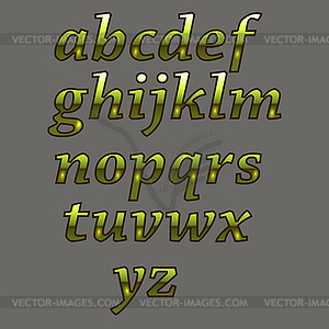 Gold Luxury Alphabet. Yellow Metal Letters - vector image