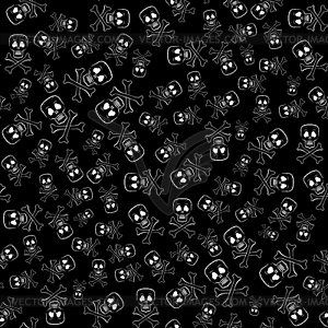 Skull Cross Bones Seamless Pattern - vector image