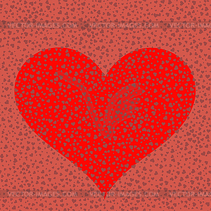 Heart on Red Romantic Background - color vector clipart