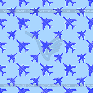 Airplane Silhouette Seamless Pattern - color vector clipart