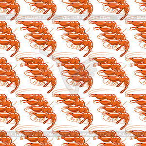 Cooked Red Shrimps Seamless Pattern - vector clipart