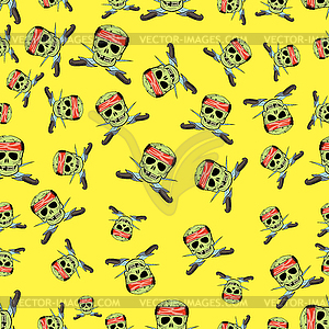 Skull Cross Sharp Dagger Seamless Pattern - vector clipart / vector image