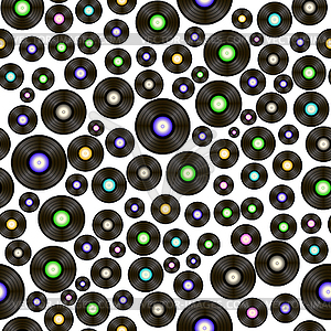 Black Vynil Records Seamless Pattern - vector clipart